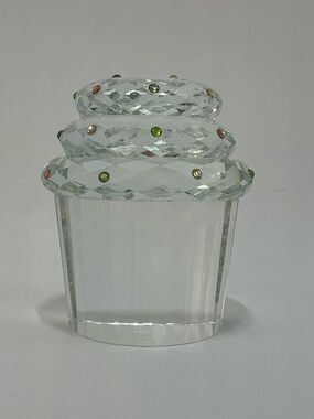 Simon Designs Crystal Cupcake Paperweight Cut Glass Gem Accent Decor